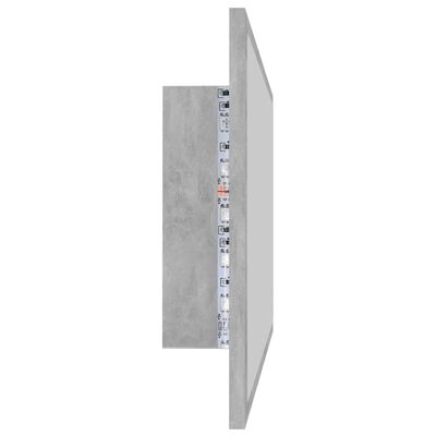 vidaXL LED-badespeil betonggrå 80x8,5x37 cm akryl