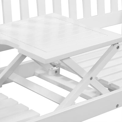 vidaXL Hagebenk med popup-bord 158 cm heltre akasie hvit
