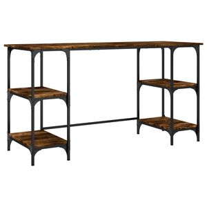 vidaXL Skrivebord r&oslash;kt eik 140x50x75 cm metall og konstruert tre