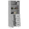 vidaXL Highboard betonggr&aring; 69,5x34x180 cm konstruert tre
