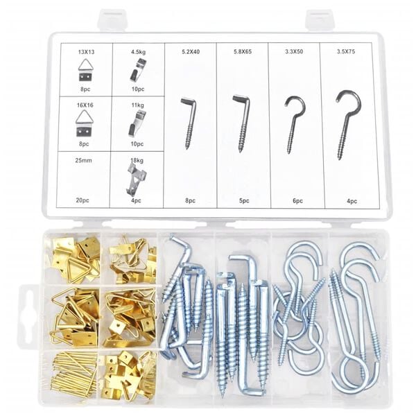 83 pk. Sortiment sett Skru-og Vinkelkroker Vegg Tak