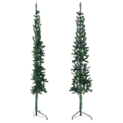 vidaXL Kunstig halvt juletre med stativ slankt grønn 120 cm