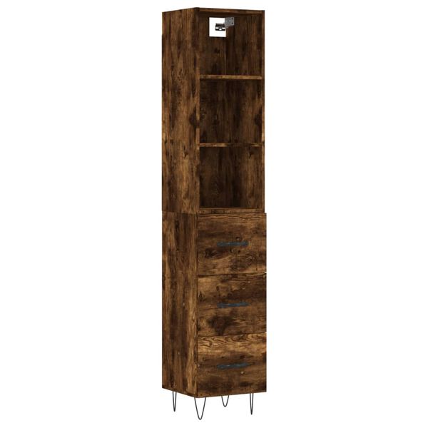 vidaXL Highboard r&oslash;kt eik 34,5x34x180 cm konstruert tre