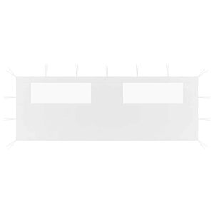 vidaXL Sidevegg til paviljong med vinduer 6x2 m hvit