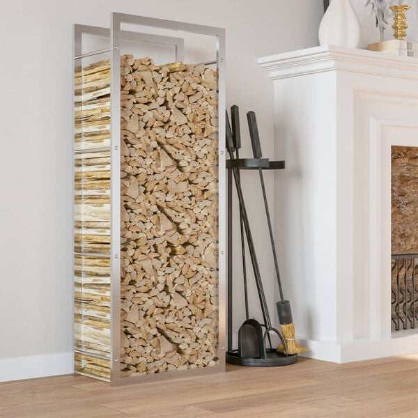 vidaXL Vedstativ 50x28x132 cm rustfritt st&aring;l