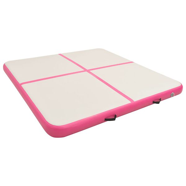 vidaXL Oppbl&aring;sbar gymnastikkmatte med pumpe 200x200x20 cm PVC rosa