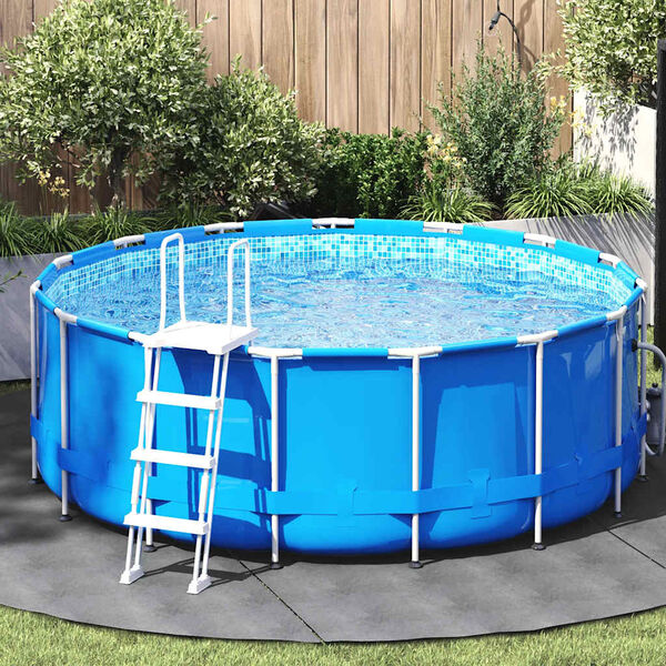 vidaXL Bassengduk lysegr&aring; &Oslash;306 cm polyester geotekstil