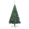 vidaXL Forh&aring;ndsbelyst kunstig halvt juletre med kulesett gr&oslash;nn 210 cm