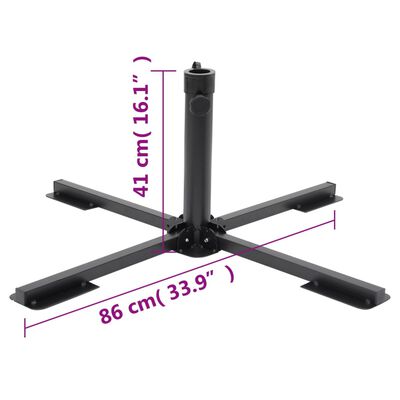 vidaXL Parasollfot sammenleggbar for Ø38/48 mm stang blank svart stål