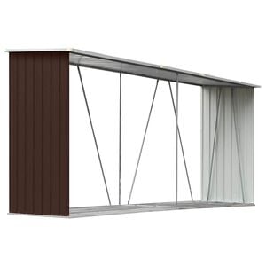 vidaXL Vedskjul galvanisert st&aring;l 330x84x152 cm brun