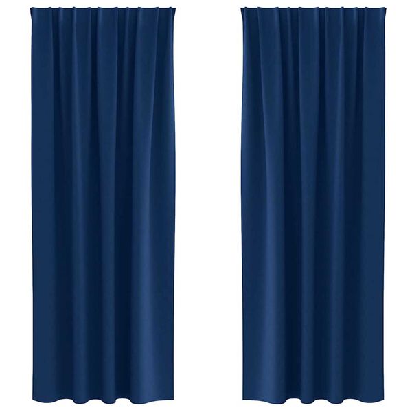 vidaXL M&oslash;rkleggende Gardiner med Ringer 2 pcs M&oslash;rkebl&aring; 245 x 140 cm