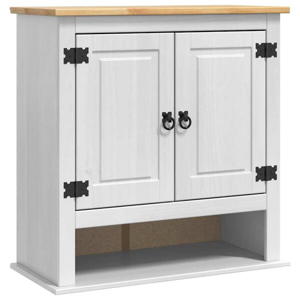 vidaXL Hengende skap med d&oslash;r Corona Hvit 70 x 33 x 71,5 cm Massiv furu