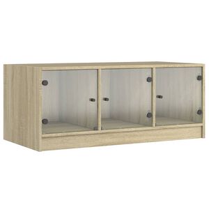 vidaXL Salongbord med glassd&oslash;rer sonoma eik 102x50x42 cm