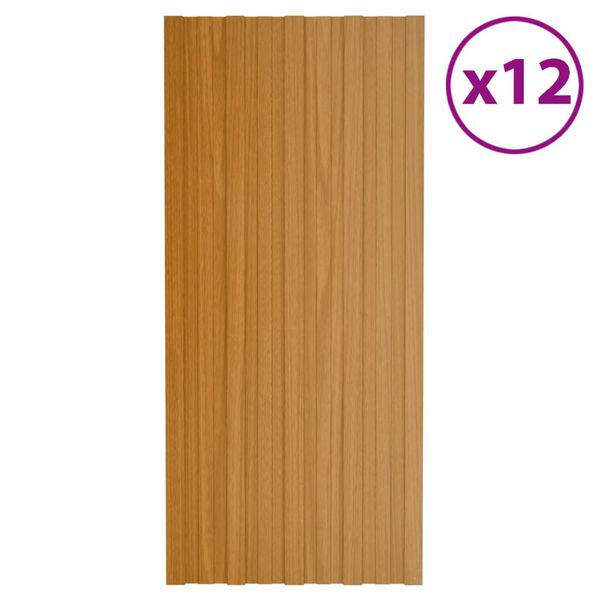 vidaXL Takplater 12 stk lyst tre 100x45 cm galvanisert stål