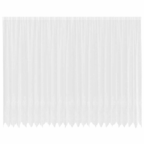 vidaXL Blondegardin med gardiner Blomster Hvit 280 x 600 cm Polyester