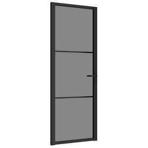 vidaXL Innerd&oslash;r 76x201,5 cm svart ESG glass og aluminium