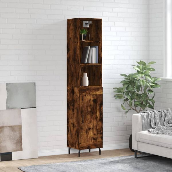 vidaXL Highboard r&oslash;kt eik 34,5x34x180 cm konstruert tre