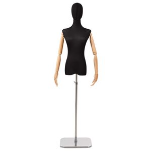 vidaXL Justerbar mannequin 165-213 cm med base Hunn PP Svart