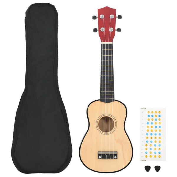 vidaXL Sopran-ukulele sett med veske for barn lyst tre 21"