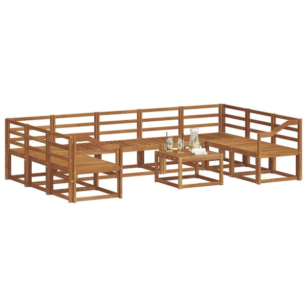 vidaXL Utend&oslash;rs sofa-sett 10 pcs Naturlig Solid akasietre