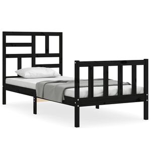 vidaXL Sengeramme med hodegavl svart small single heltre