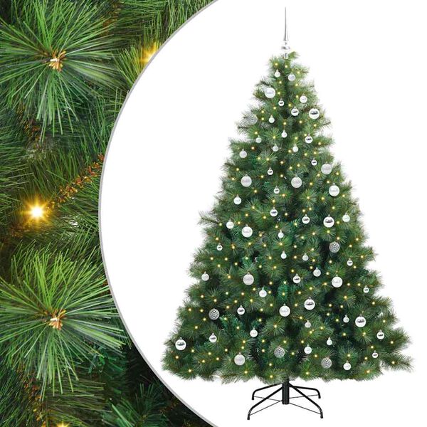 vidaXL Kunstig juletre med 300 LED med stativ grønn 210 cm PE og PVC