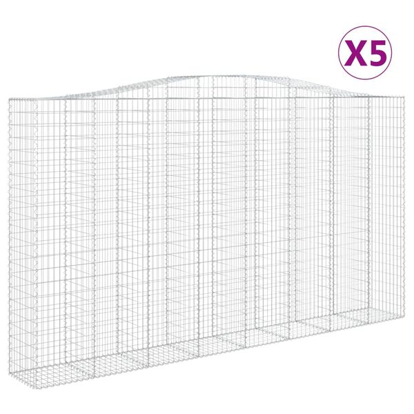vidaXL Gabionkurver buede 5 stk 400x50x220/240 cm galvanisert jern