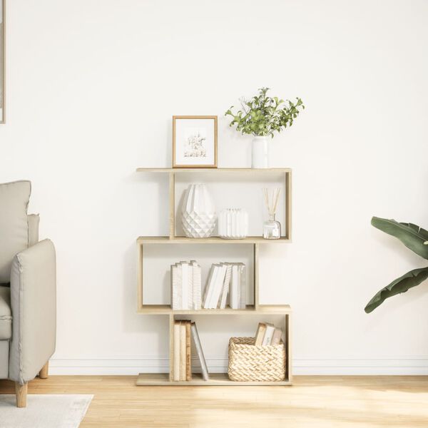 vidaXL Romdeler bokhylle 3 lag sonoma eik 70x24x97 cm konstruert tre