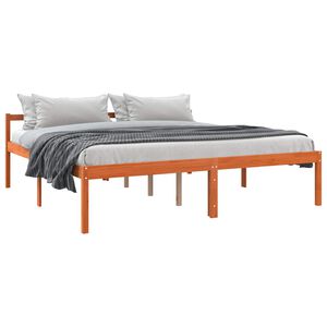 vidaXL Sengestamme med hodegjerde Vokset Brun 180 x 200 cm Massiv furu