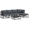 vidaXL Hagesofa Set med pute 6 pcs Svart Aluminium