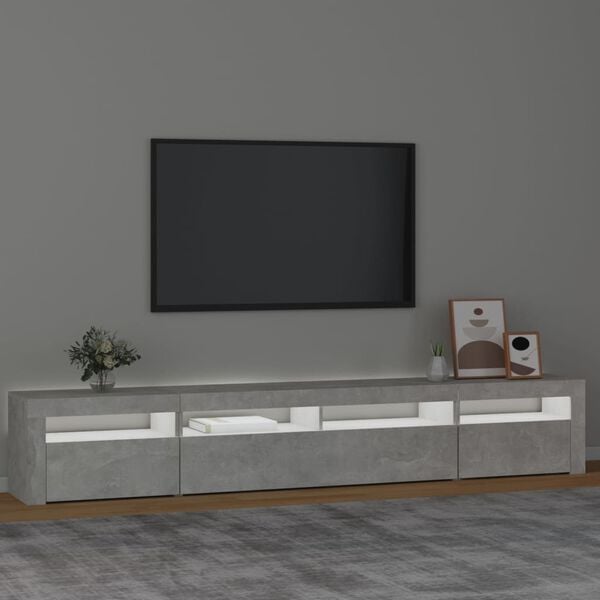 vidaXL TV-benk med LED-lys betonggrå 240x35x40 cm