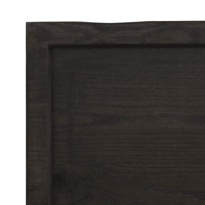 vidaXL Bordplate mørkebrun 60x40x(2-6) cm behandlet heltre eik