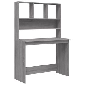 vidaXL Skrivebord med hyller gr&aring; sonoma 102x45x148 cm konstruert tre