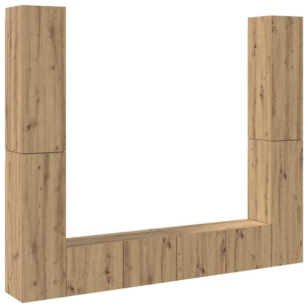 vidaXL Vegghengte TV-benker 6 stk artisan eik konstruert tre