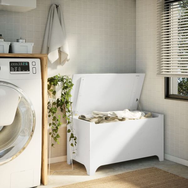 vidaXL Putekasse med lokk RANA hvit 100x49x54 cm heltre furu