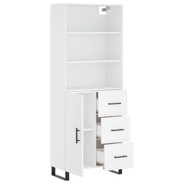 vidaXL Highboard hvit 69,5x34x180 cm konstruert tre