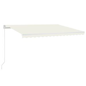 vidaXL Manuell uttrekkbar markise med LED 450x350 cm kremhvit