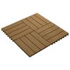 vidaXL Terrassebord 11 stk dyppreget WPC 30x30 cm 1 kvm teak