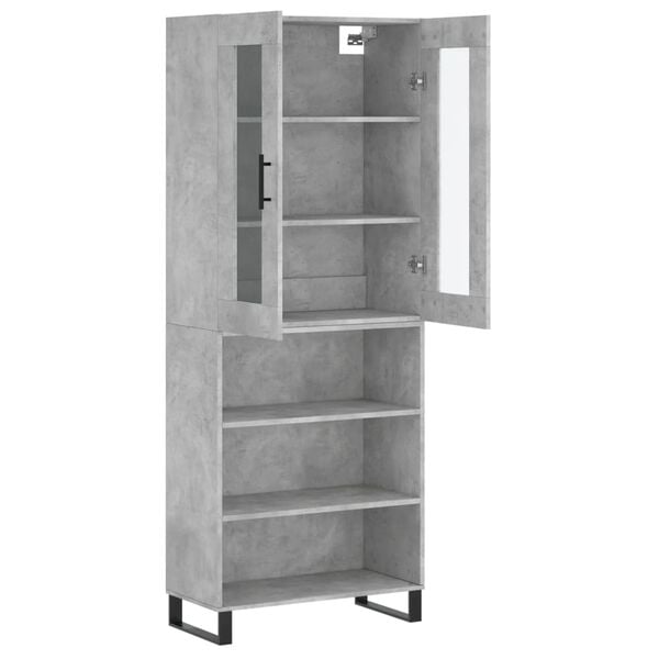 vidaXL Highboard betonggr&aring; 69,5x34x180 cm konstruert tre