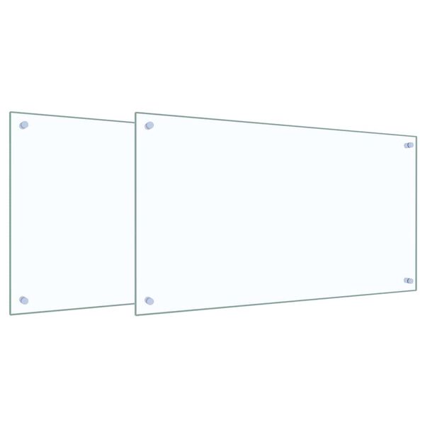 vidaXL Kj&oslash;kkenbakplate 2 pcs Gjennomsiktig 90 x 50 cm herdet glass