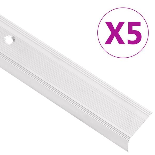 vidaXL Trappeneser L-form 5 stk aluminium 90 cm s&oslash;lv