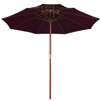 vidaXL Dobbel parasoll med trestang 270 cm vinrød
