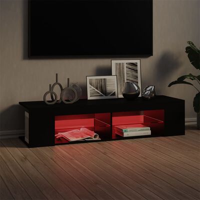 vidaXL TV-benk med LED-lys svart 135x39x30 cm