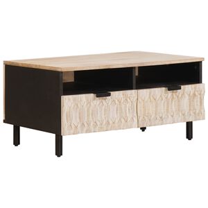vidaXL Kaffebord med skuff Hvit 80 x 54 x 40 cm Massiv mango tre