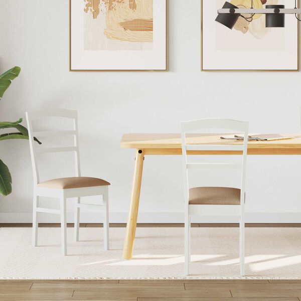 vidaXL Spisestuestol 2 pcs Hvit og Brun Solid Gummitre