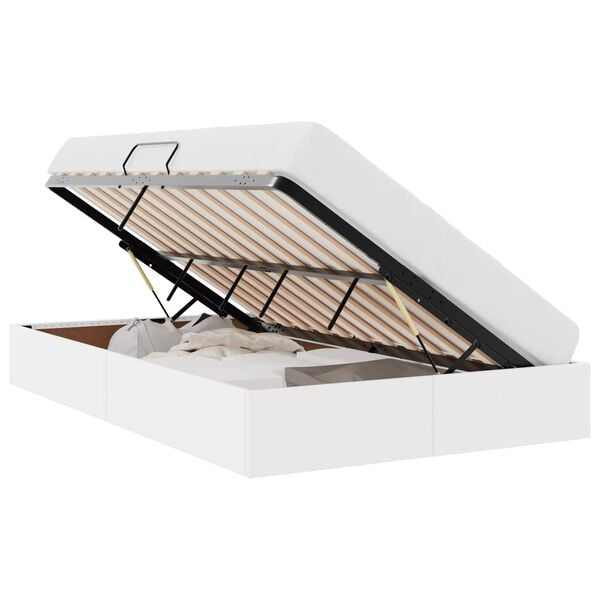 vidaXL Seng med Oppbevaring med madrass Ren Hvit 120 x 190 cm Kunstl&aelig;r