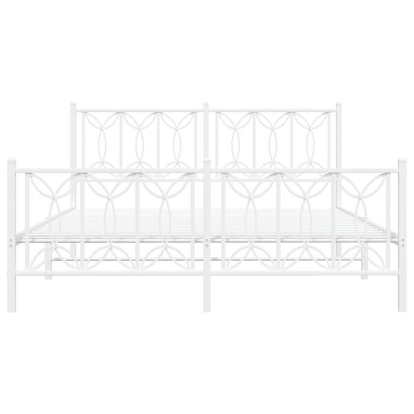 vidaXL Sengeramme i metall med hode- og fotgavl hvit 150x200 cm