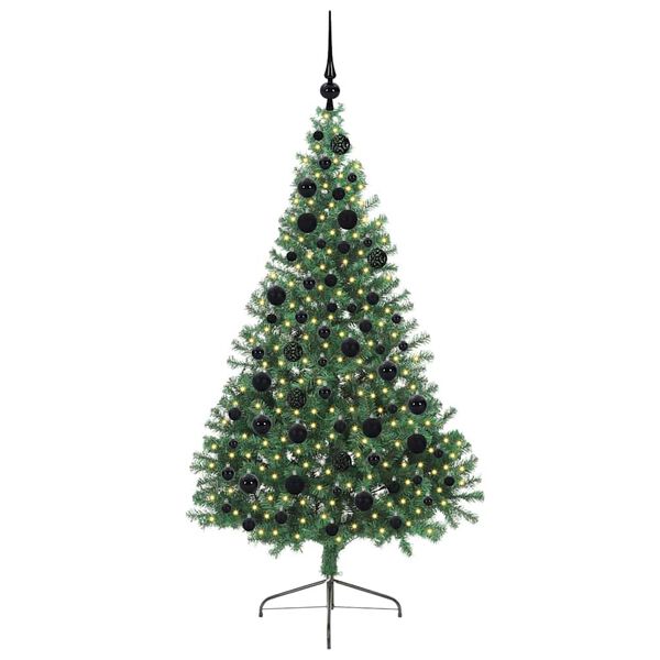 vidaXL Kunstig Forh&aring;ndsopplyst Juletre med 300 LED gr&oslash;nn 180 cm PVC