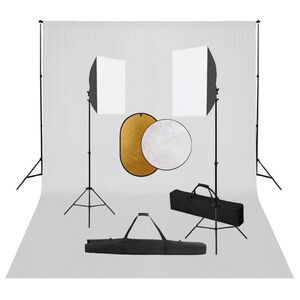 vidaXL Fotostudiosett med softbokslys, bakgrunn og reflektor