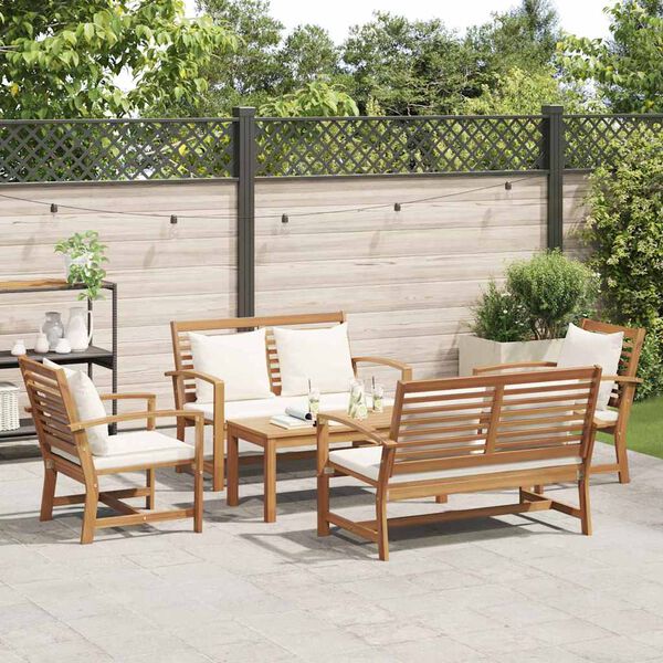 vidaXL Hagesofa Set Naturlig Heltre teak